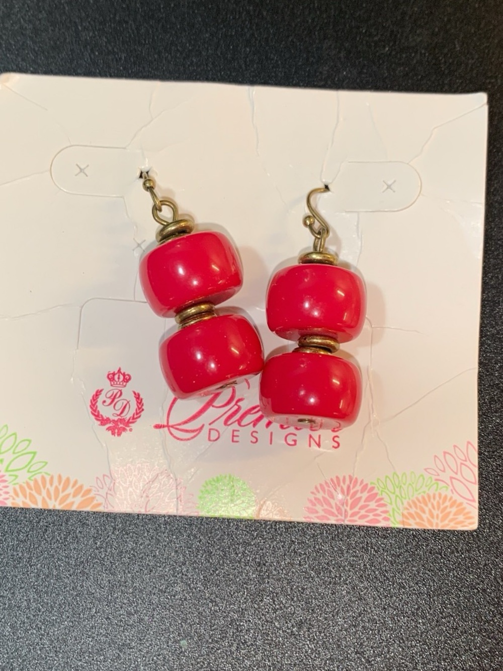 NWT Premier Designs dark pink Bead Drop Earrings -